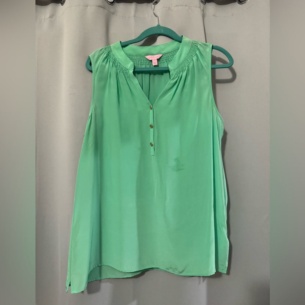 Lilly Pulitzer Green Silk Essie Top
